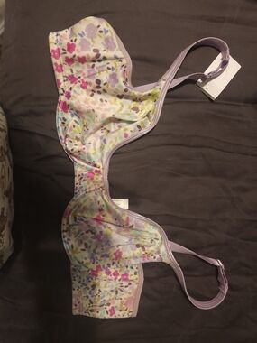 Cacique Lavender Floral Underwire Bra with Multicolor Blossoms
